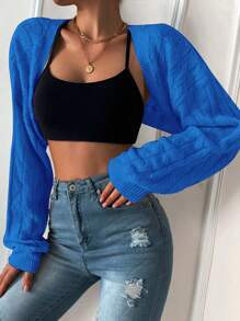 Chiquease 女士纯色长袖休闲上衣 - 寶藍色 - 查看 1