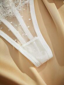 Charlaine 女士撞色蕾丝和网眼丁字裤（3件/套）性感内衣 - 彩色 - 查看 4