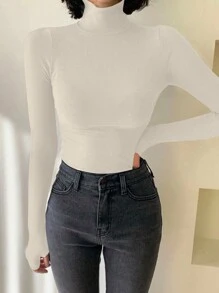 DAZY Women Solid Color Long Sleeve Turtleneck Slim Fit Thermal T-Shirt, Autumn/Winter