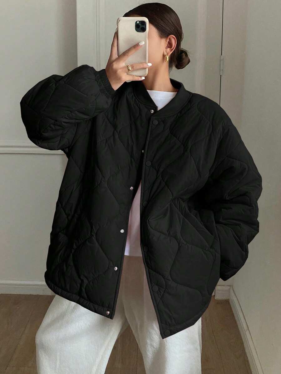 DAZY Women Winter Warm Button Front Loose Quilted Padded Coat, Winter Women Clothes, Winter Coat Women Jacket