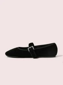 CUCCOO DOLLMOD Bailarinas de terciopelo casual con decoración metálica de unicolor, nuevo año, vacaciones, San Valentín