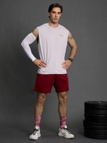 Manfinity Sport Corelite Áo tank top thể thao mùa hè cổ đứng in chữ dành cho nam, kiểu dáng boyfriend, chất liệu nén, thích hợp mặc cho nam giới. - Xám - Xem 4