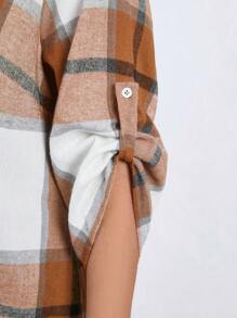 EMERY ROSE Plus Size Plaid Print Roll Up Sleeve Casual Dress Thanksgiving Outfit Holiday Outfit Holiday Party Dress Plus