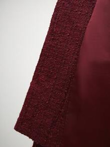 BizChic 圣诞女士短款针织混纺工作夹克，秋冬红色皮夹克 - 酒紅色 - 查看 13