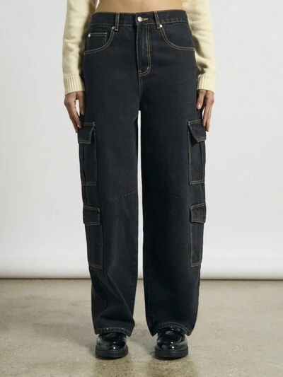 AiiRZ Jeans cargo con dettagli tasche e gambe larghe lavati con acido