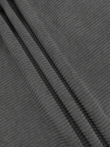 SHEIN LUNE 秋季大码纯色灯芯绒无袖夹克 - 灰色 - 查看 6