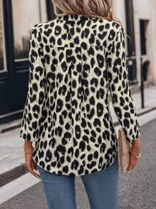 Chiquease Women Casual Leopard Print V-Neck Long Sleeve Blouse, Autumn - Multicolor - View 2