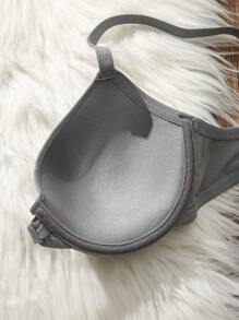 1 件装女士纯色前扣式钢圈文胸 - 灰色 - 查看 7