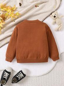 Pull en tricot avec motif jacquard de chien teckel de dessin animé pour jeunes garçons, adapté pour l'automne/l'hiver