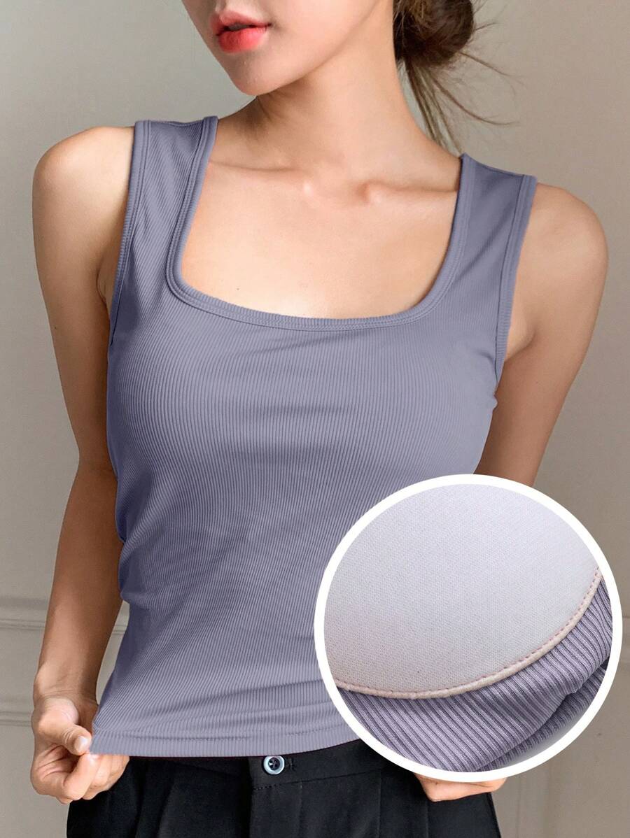 DAZY Versatile Camisole With Padded Straps, Suitable For Four Seasons As Base Layer Summer, Workout - Purple - View 1