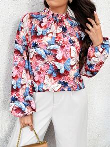 SHEIN Unity قميص بطباعة فراشة ثلاثية الأبعاد بتصميم عصري مقاسات كبيرة - متعدد الألوان - مشاهدة 6