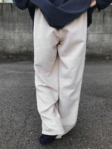 FRIFUL 女士休闲宽松直筒裤，适合日常穿着，春秋季保暖内衬 - 白色 - 查看 5