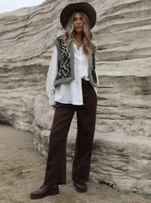 EMERY ROSE 女士泰迪 & 随机豹纹印花开衫夹克 - 灰色 - 查看 8