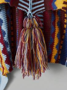 Sunnyshic Cárdigan poncho de talla grande con ribete plisado en estilo retro bohemio