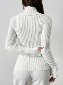 SHEIN Clasi Women's Casual Solid Color Turtleneck Slim Fit Ribbed Knit Sweater, Versatile For Autumn/Winter