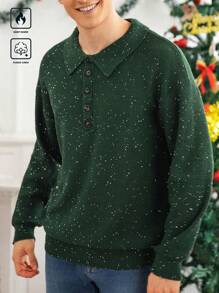 Manfinity Hypemode Jersey de cuello redondo de manga larga casual con lentejuelas para Navidad para hombre, apto para otoño/invierno, para fiestas y amigos - Verde - Ver 2