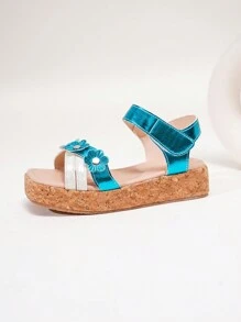 Cute Square Toe Thick Sole Floral & Heart Design Kids Summer Sandals For Girls - Multicolor - View 5
