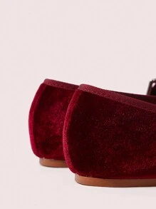 CUCCOO DOLLMOD Women's Solid Color Metal Decor Simple Casual Suede Loafers Spring Shoes Spring Break Easter For Christmas Spring Shoes - Burgundy - View 4