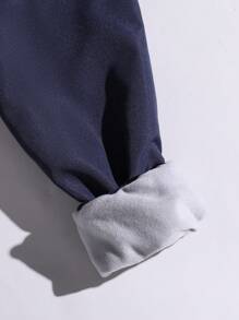 青少年男孩时尚户外厚羊毛内衬保暖运动夹克 - 藏蓝色 - 查看 7