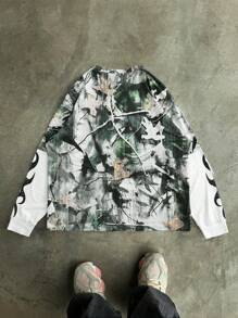 Manfinity Hypemode Men's Casual Number & Letter Print Long Sleeve T-Shirt, Autumn