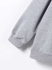 SHEIN Explorewe Tween Girls Spider Print Hooded Neck Long Sleeve Top & Ripped Jeans 2 Pieces Casual Set - Grey - View 4