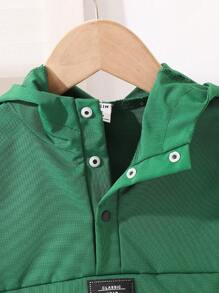 Toddler Infant Baby Boys Clothes Loose Fit Men's Letter Patched Half Button Hooded Jacket