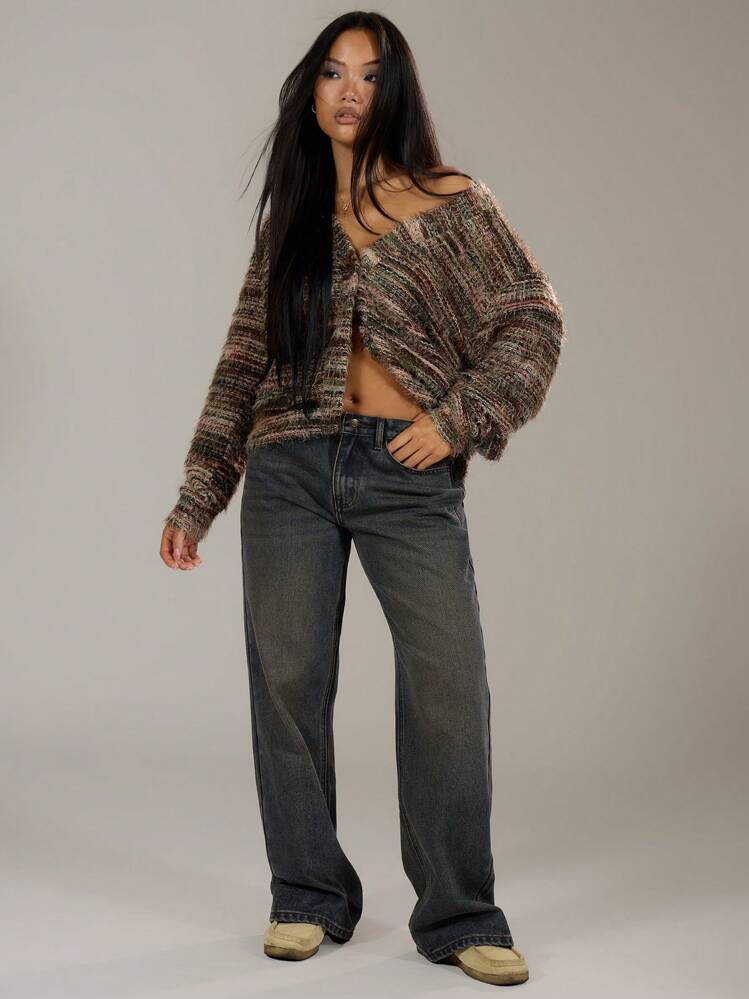 MUSERA Oversized Textured Cardigan Spring Casual Y2k 90's Stripe
