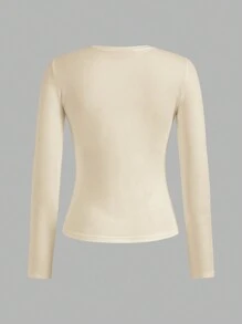 SHEIN EZwear 3 件套休闲黑色和米色豹纹紧身长袖 T 恤夏季 - 彩色 - 查看 8