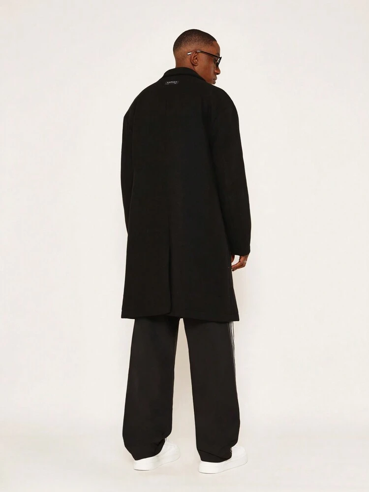 Classic Single Breasted Lapel Collar Long Overcoat