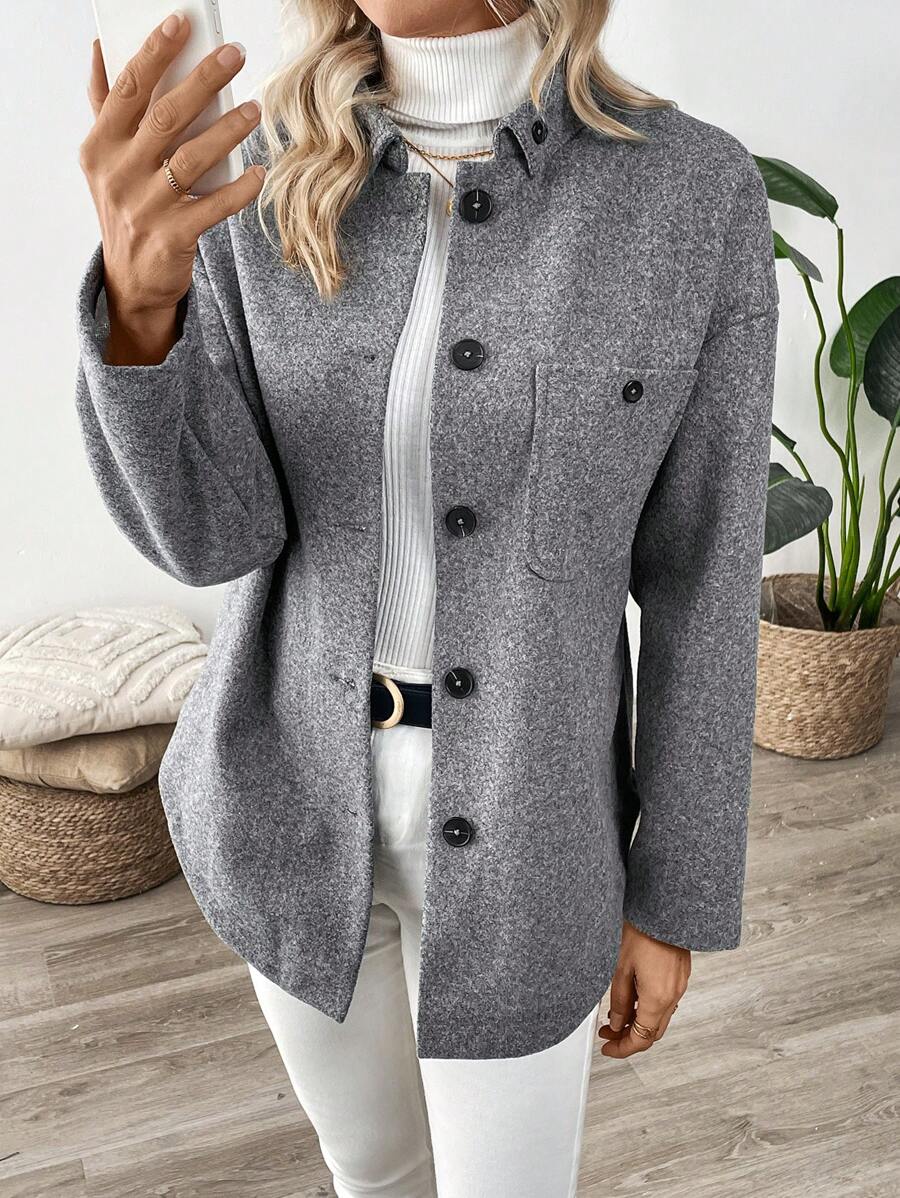 EMERY ROSE Grey Ladies' Overcoat Winter Outfits Women Clothes