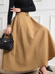 Modelyn Váy xếp nếp kết cấu thanh lịch cho nữ, Thu/Đông - Màu Khaki - Xem 6
