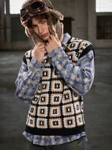 Manfinity VCAY Gilet casual e morbido senza maniche in maglia alla moda, adatto per l'autunno e l'inverno, da uomo