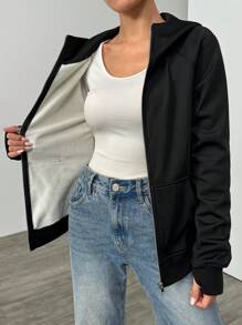 SHEIN EZwear Chaqueta con cremallera forrada térmicamente, ajustada, nueva para mujer de otoño/invierno