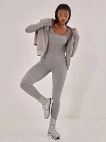 Musera Sport Ribbed Waist Long Sleeve Unitard Sports Jumpsuit ,Padel, Tennis, Pickleball