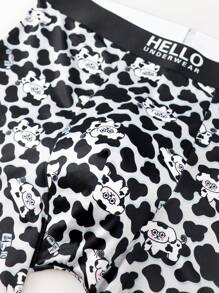 4pcs/Pack Men's Cartoon Letter Print Boxer Briefs - Multicolor - View 8