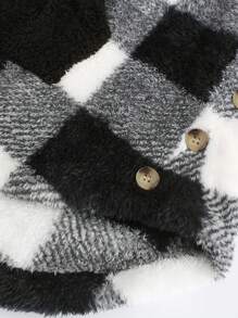 INAWLY Plaid Patchwork Faux Sherpa Women Casual Sweatshirt, Autumn/Winter