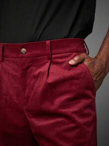 Manfinity VCAY Bộ 2 chiếc/bộ áo khoác cardigan dài tay cổ bẻ ấm áp màu đỏ tía cho nam, phù hợp cho tiệc tùng, mùa thu/đông - Màu Đỏ Sâu - Xem 3