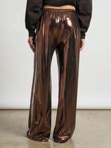 AiiRZ Weite Hose mit metallischer Optik, seitlichem Kontraststreifen und Kordel zum Binden