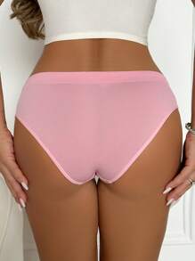3-częściowe damskie bezszwowe majtki bikini w jednolitym kolorze