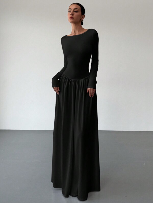 Aloruh New V-Neck Long Sleeve White Dress, Slim Fit, Thermal Insulation, Versatile, Autumn/Winter