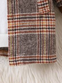 SHEIN Baby Boy Plaid Print Hooded Coat Without Sweater, For Christmas - Multicolor - View 5
