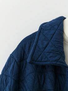 EMERY ROSE Chaqueta informal holgada de una hilera de botones de unicolor y manga larga para mujer de talla grande en invierno - Azul - Ver 5