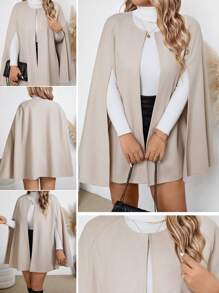 Plus Size Solid Color Minimalist Style Knit Cardigan, Casual Everyday Wear