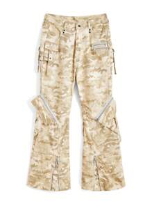 NEON BLANC Men's Street Camo Printed Woven Cargo Pants - Rust Brown - View 6