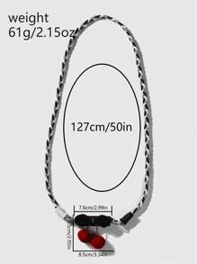 ROMWE Kawaii 1 pieza Correa de teléfono desmontable con oso de peluche de dibujos animados lindo y cereza bicolor, correa de hombro cruzada para mujeres, niñas, estudiantes, uso diario, regalo de vacaciones