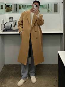 DAZY Camel Solid Men's Coat, Autumn Business Attire - Camel - View 7