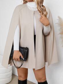 Plus Size Solid Color Minimalist Style Knit Cardigan, Casual Everyday Wear