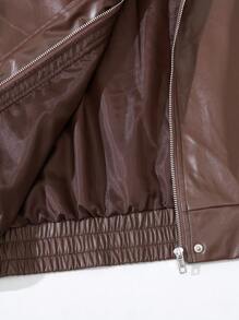 Teenage Boy Street Style PU Leather Biker Jacket, Suitable For Party, Autumn/Winter