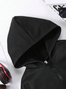 Sparklyn Tween Girl Bear Print Hooded Long Sleeve Sweatshirt - Black - View 6