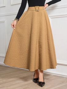 Modelyn Váy xếp nếp kết cấu thanh lịch cho nữ, Thu/Đông - Màu Khaki - Xem 4